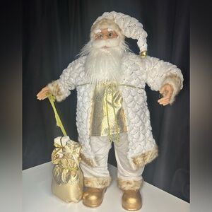 White and Gold Santa Claus decor